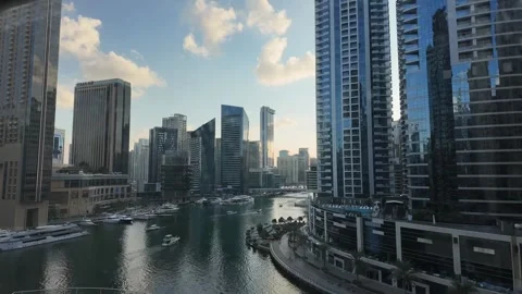 Panoramic time lapse afternoon scene for Dubai marina. Dubai - UAE 07-08-2024 Stock-Footage 284746444