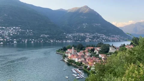 Panoramic time-lapse of the Lake in summer sunset Stock Footage 136423472