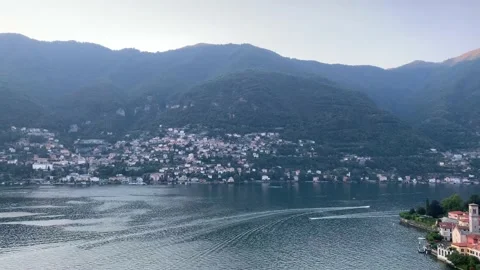 Panoramic time-lapse of the Lake in summer sunset Stock Footage 136423475