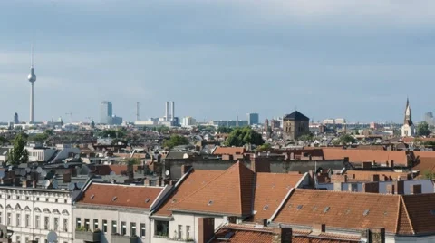Panoramic time lapse of roofs in Berlin. Stock Footage 66722150