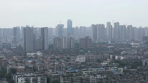 Panoramic time-lapse shot center of Chengdu, China Stock Footage 168474013