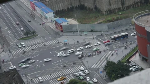 Panoramic time-lapse shot center of Chengdu, China Stock Footage 168474025