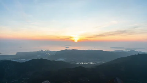 Panoramic Time Lapse of Sunrise Over Sea of Clouds Mountain Landscape Stock Footage 319939133