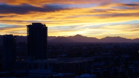 Panoramic time-lapse of Sunset over Phoenix Arizona Stock Footage 102386811
