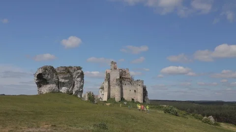 Panoramic time-lapse view on castle ruins in Mirow Stock-Footage 119794808