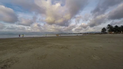Panoramic timelapse in Ecuador, Mompiche at beach with clouds sky waves Stock Footage 76470591