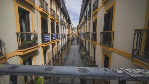 Panoramic timelapse historic district of San Sebastian, Basque Country, Spain Stock Footage