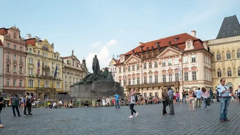 Panoramic timelapse at the Old Town square in Prague, Europe Stock Footage 73043957