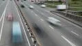 Panoramic timelapse passing city traffic cars bridge, daytime HD Footage