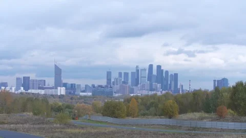 Panoramic timelapse view of a modern business district Stock Footage 308714872