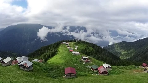 Panoramic timelapse view of Pokut plateau in blacksea karadeniz, Rize, Turkey Stock Footage 83859320