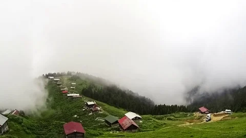 Panoramic timelapse view of Pokut plateau in blacksea karadeniz, Rize, Turkey Stock Footage 83862771