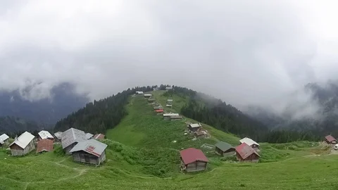 Panoramic timelapse view of Pokut plateau in blacksea karadeniz region Stock Footage 128203424