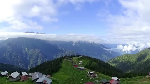 Panoramic timelapse view of Pokut plateau in blacksea karadeniz region Stock Footage 224471119
