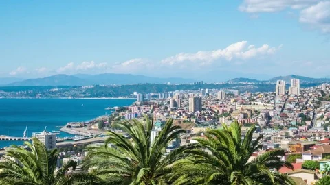 Panoramic timelapse view of Valparaiso Stock Footage 72631005