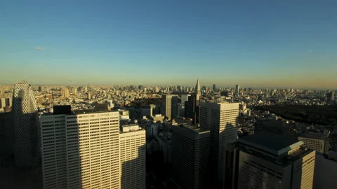 Panoramic Tokyo Skyline with Moving Shadows – Timelapse, Japan Stock Footage 343909709