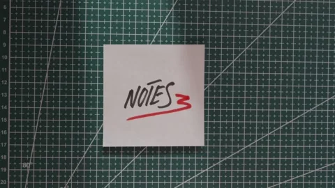 Panoramic top down view of placing Notes paper slip Stock Footage 341269387