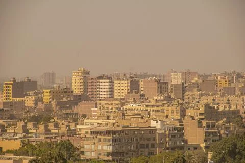 Panoramic top view of Architecture and street scene from Egypt, El Cairo, 2018 Stock Photos