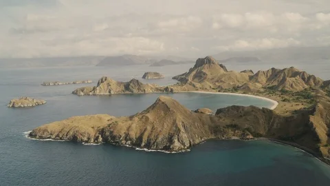Panoramic top view of Padar Island from Komodo Island Stock Footage 126718084