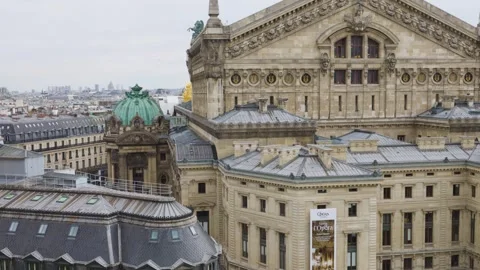 Panoramic top view of Paris, the Palais Garnier (Garnier Opera) building. Stock-Footage 308740310