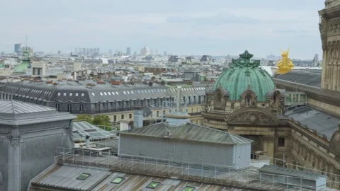 Panoramic top view of Paris, the Palais Garnier (Garnier Opera) building. Stock Footage 308740449
