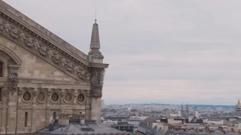 Panoramic top view of Paris, the Palais Garnier (Garnier Opera) building. Stock Footage 310199713