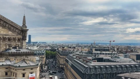 Panoramic top view of Paris, the Palais Garnier (Garnier Opera) building. Stock Footage 311939727