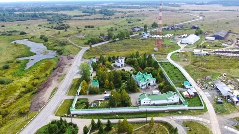 Panoramic top view of the temple complex Stock Footage 160066578