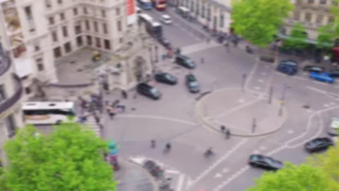 Panoramic top view of the traffic on Place Diaghilev. Stock Footage 310841499