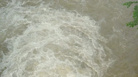 Panoramic top view to waterfall Probiy and mountain river with rocks. Beautiful Stock Footage 159247505