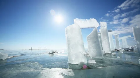 Panoramic towards an ice door Stock Footage 36602772
