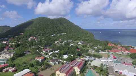 Panoramic of town towards mountain - St Lucia Stock Footage 61848521