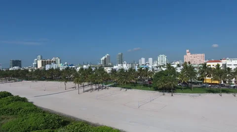 Panoramic tracking aerials footage of South Beach Stock Footage