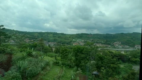 Panoramic Train beautiful view from the Window Stock Footage 305332664