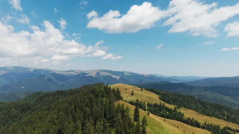 Panoramic Transbucegi Mountain Landscape Under Summer Clouds Stock Footage 341461234