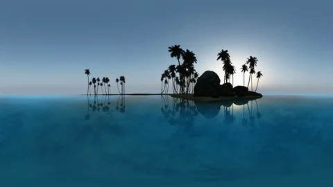 Panoramic of tropical beach at sunset. made with one 360 degree lense on moving Stock Footage 70382022