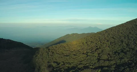 Panoramic Tropical Mountain Landscape in Clear Daylight Stock Footage 329007543