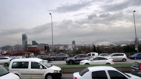Panoramic Urban Landscape and Distant Stadium Architecture in Winter Ankara Видео 330977158