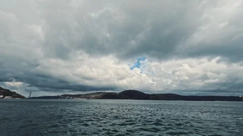 Panoramic Urban Sea And Clouds In the Sky Time Lapse Nature 스톡 동영상 339968760