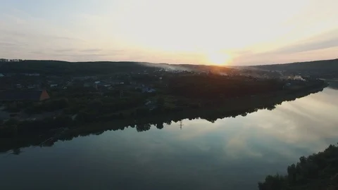 Panoramic video from a drone that captures stretching for tens of kilometers. Stock Footage 128280200
