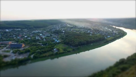Panoramic video of a drone on a summer park by the river . Stock Footage 128280858