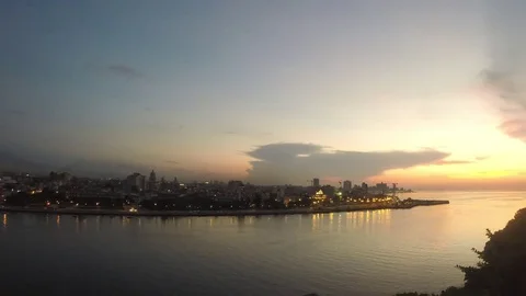 Panoramic video of Havana by night Video stock 79682116