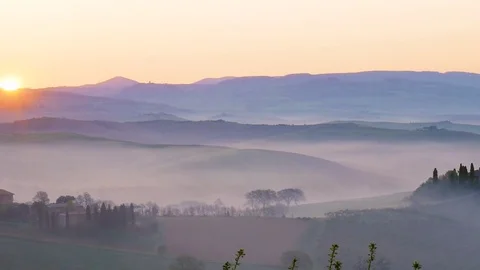 Panoramic video of a landscape of the Tuscany Stock Footage 75182871
