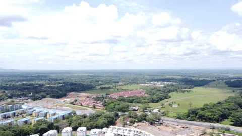 Panoramic video recorded with a drone in 4k from the city of Restrepo Stock Footage 247815257