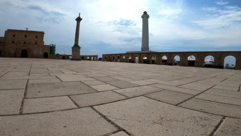 Panoramic video of the square near the lighthouse of Santa Maria di Leuca Stock Footage 141329682