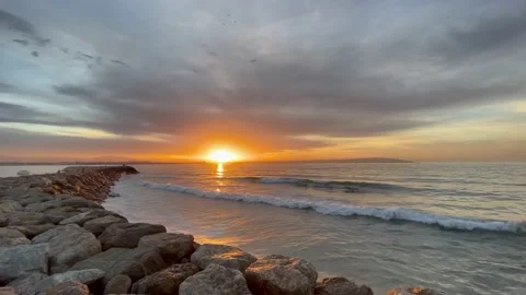 Panoramic video sunset over the sea 스톡 동영상 197483716