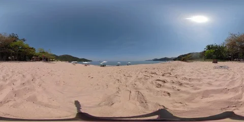 Panoramic video of Toc Toc beach in Sao Sebastião Brazil. Stock Footage 116627850
