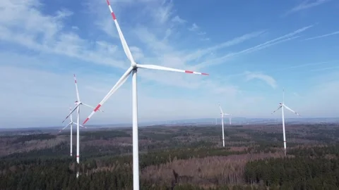Panoramic video of wind turbines Stock Footage 171762917
