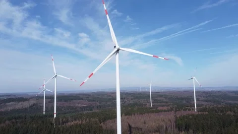 Panoramic video of wind turbines Stock Footage 171762949