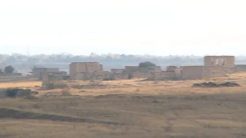 Panoramic view of Abandoned and Destroyed Willage Buildings In Agdam Karabakh 3 스톡 동영상 221989267